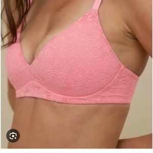 Aerie Pink Lace Wireless Bralette Bra | 32B